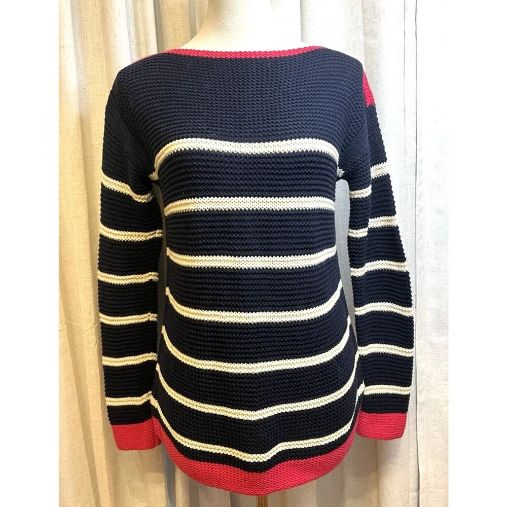 Gap Kids Girls' 2XL Cotton Nautical Knit Sweater Long Sleeve Pullover Boat Neck